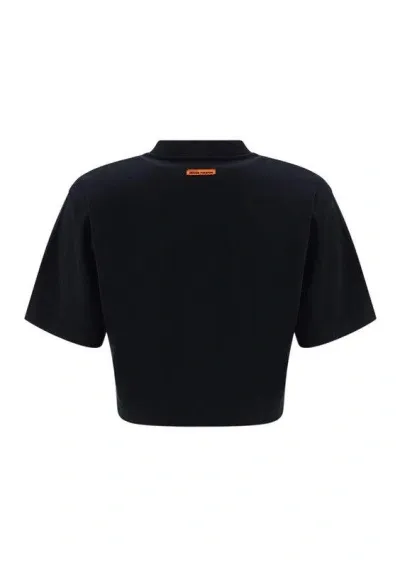 Heron Preston Logo Embroidered Cropped T-shirt In Black