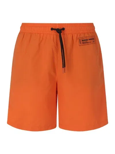 Heron Preston Orange Patch Swim Shorts