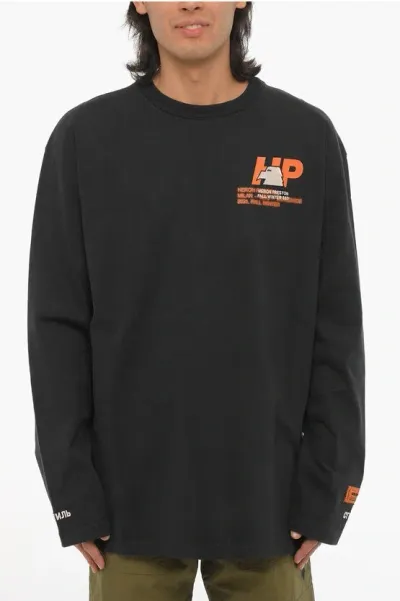 Heron Preston Long Sleeve Crew-neck T-shirt In Black