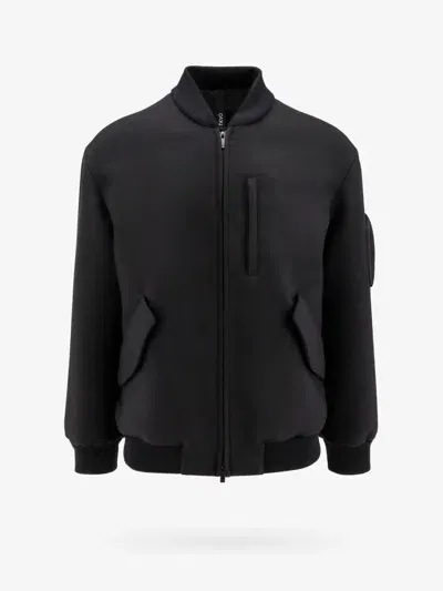 Hevo Castro Wool-blend Bomber Jacket In Black