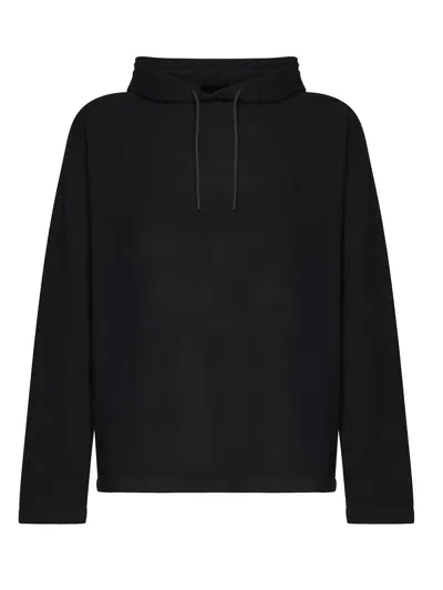 Hevo Cotton Sweatshirt With Hood And Drawstring In Schwarz