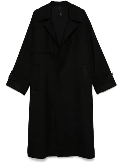 Hevo Long Wool Coat In Black