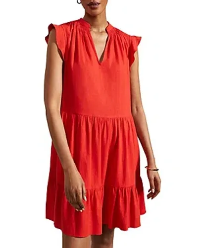 Hobbs London Estella Sleeveless Tiered Dress In Scarlet Red