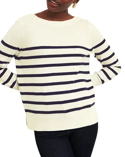 Hobbs London Larina Boat Neck Sweater In Ivory Navy