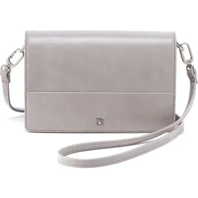 Hobo Jill Leather Phone Crossbody Bag In Light Grey