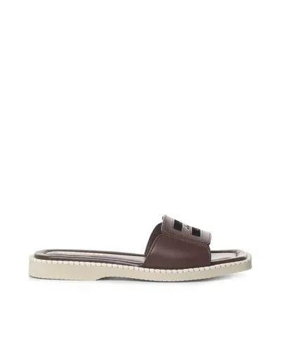 Hogan Flat Sandals In Brown