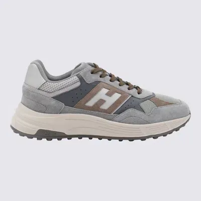 Hogan Grey Leather Sneakers In Multi