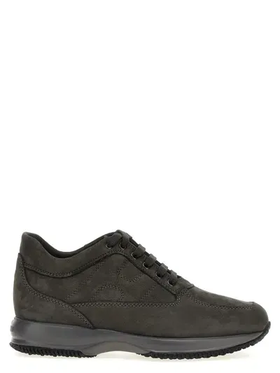 Hogan Interactive Sneakers In Nubuck In Brown