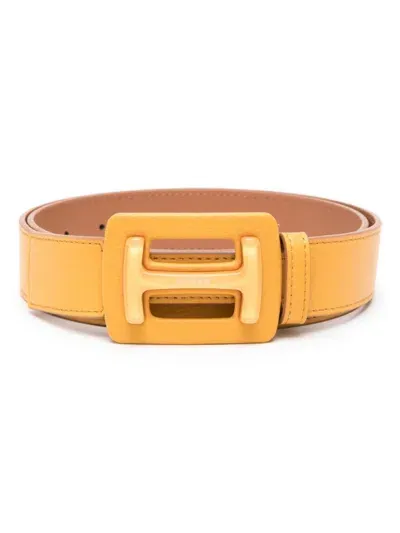 Hogan Logo-buckle Belt In Yellow