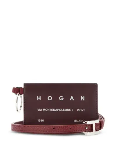 Hogan Logo-print Cardholder In Burgundy