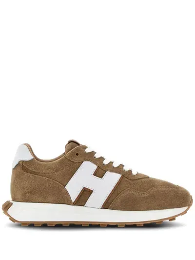 Hogan Sneakers H601 In Pelle Di Vitello Scamosciata In Brown