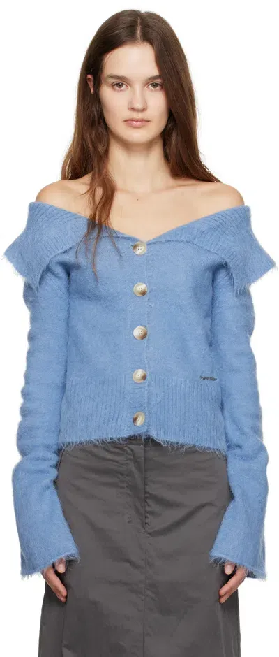 Holzweiler Blue Off Shoulder Cardigan In 1354 Blue