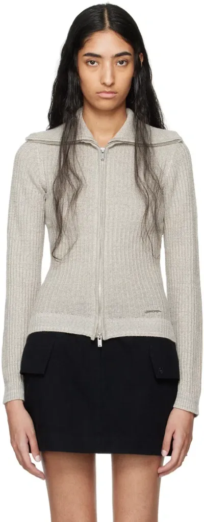 Holzweiler Gray Line Cardigan In 1059 Grey Mix