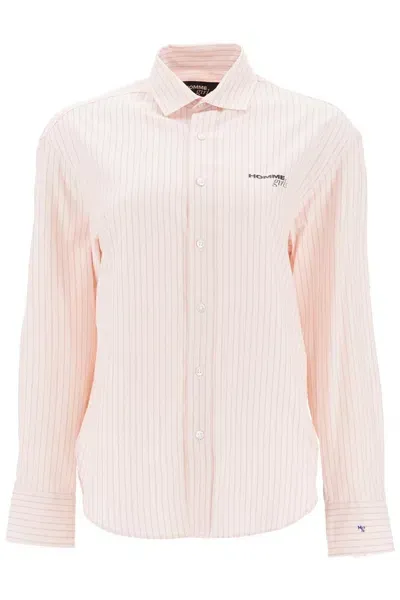 Homme Girls Camicia Oxford A Righe In Pink