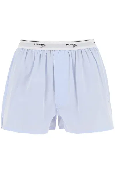 Homme Girls Kids'  Cotton Boxer Shorts In Blue