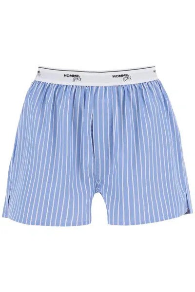 Homme Girls Kids'  Cotton Boxer Shorts In Blue