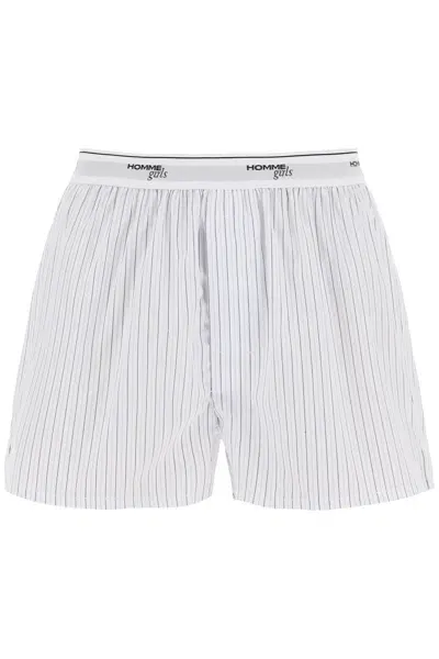 Homme Girls Kids'  Cotton Boxer Shorts In White