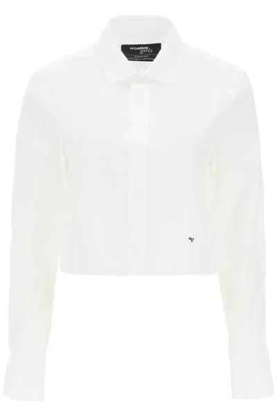 Homme Girls Kids'  Cotton Twill Cropped Shirt In White