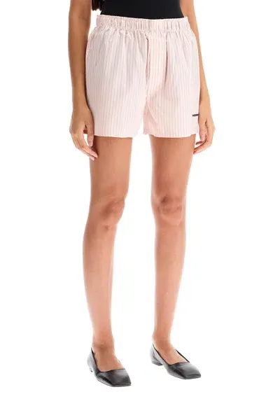 Homme Girls Shorts In Oxford A Righe In Pink