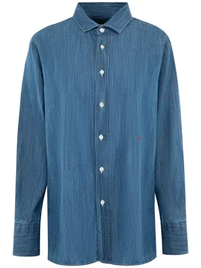 Hommegirls Cotton Denim Shirt In Blue