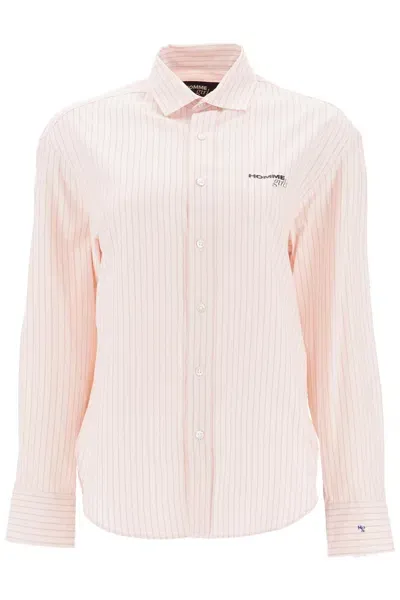 Hommegirls Striped Oxford Shirt For Men In Pink