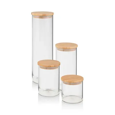 Honey Can Do Bamboo Jar Storage, Set Of 4 In Neutral