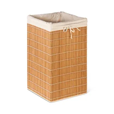 Honey Can Do Square Bamboo Wicker Hamper In Brown