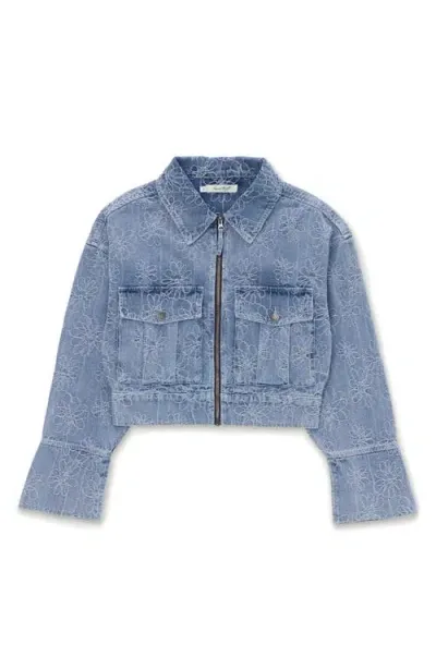 Honor The Gift Crop Denim Jacket In Light Blue