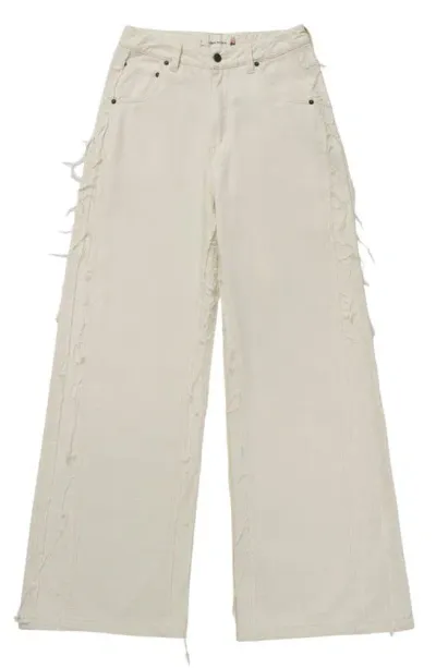 Honor The Gift Herringbone Twill Wide Leg Pants In Bone