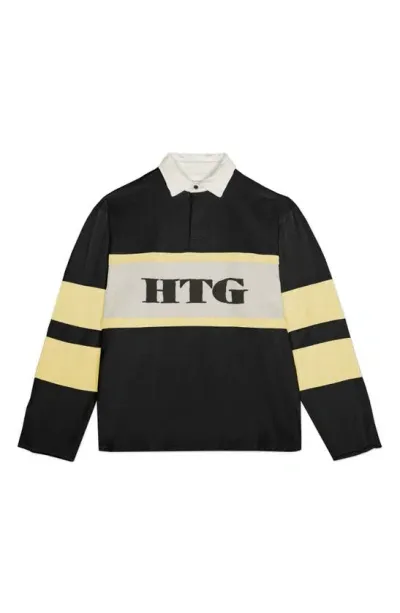 Honor The Gift Oversize Cotton Rugby Polo In Black