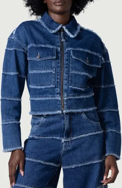 Honor The Gift Tiered Denim Jacket In Indigo