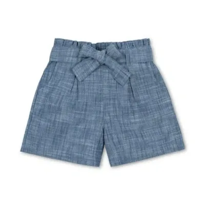 Hope & Henry Girls' Organic Cotton Pull-on Cinched Waist Woven Short, Toddler In Blue