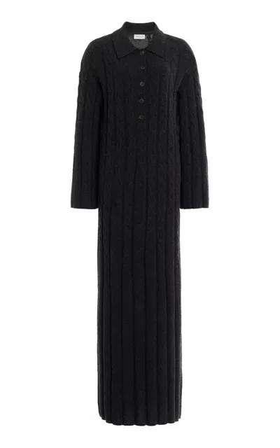 House Of Dagmar Cable-knit Wool-cashmere Maxi Dress In Graphite Grey