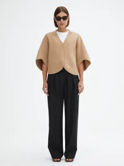 House Of Dagmar Short Wool Bea Cardigan In Camel