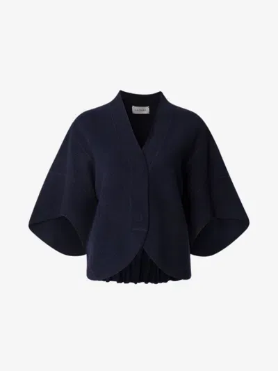 House Of Dagmar Short Wool Cardigan In Navy Melange