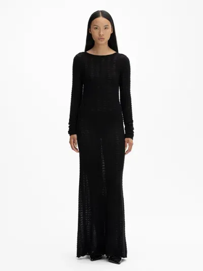 House Of Dagmar Wool Lace Dress In Black