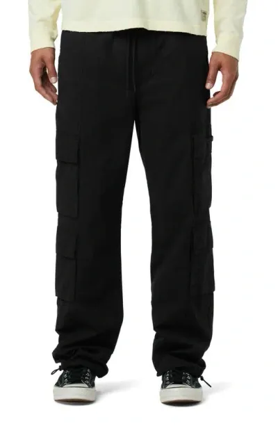 Hudson Drawstring Stretch Cotton Cargo Pants In Black