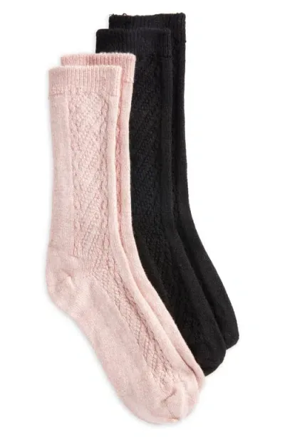 Hue Assorted 2-pack Seed Stitch Boot Socks In Pink