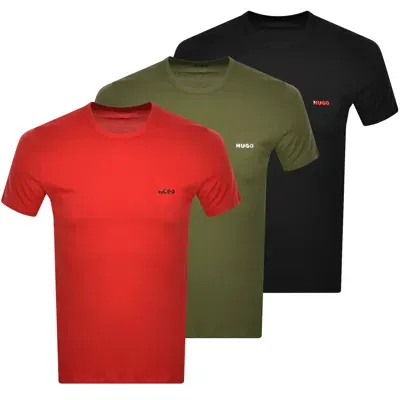 Hugo 3 Pack Crew Neck T Shirts In Black