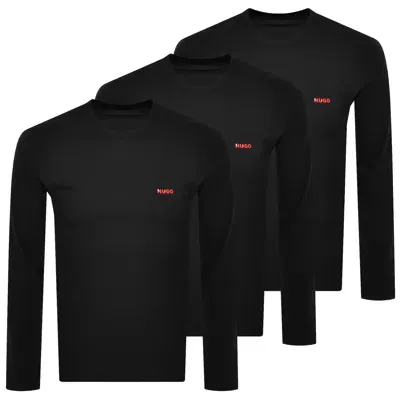 Hugo 3 Pack Long Sleeve T Shirts Black