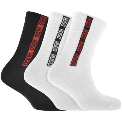 Hugo 3 Pack Rib Tape Socks In Black