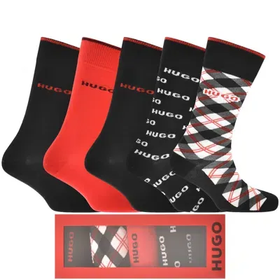 Hugo 5 Pack Gift Set Logo Socks In Black