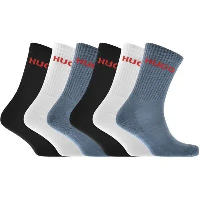 Hugo 6 Pack Logo Socks In Blue