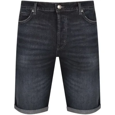 Hugo 634 Denim Logo Dark Wash Shorts Black