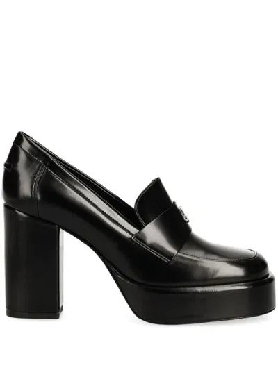 Hugo 65mm Overlay Logo Leather Pumps In Black