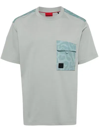 Hugo Animal-printed Trim Cotton T-shirt In Green