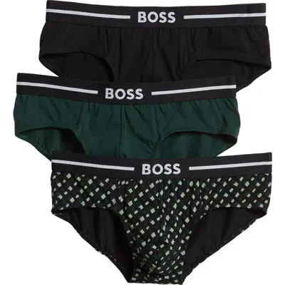 Hugo Assorted 3-pack Power Stretch Cotton Briefs In Green/black