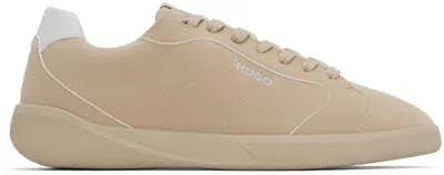 Hugo Beige Cupsole Logo Detail Sneakers In 262-medium Beige