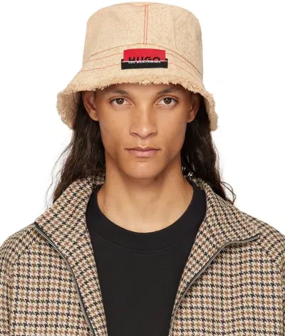 Hugo Beige Les Benjamins Edition Label Bucket Hat In 223-rust/copper