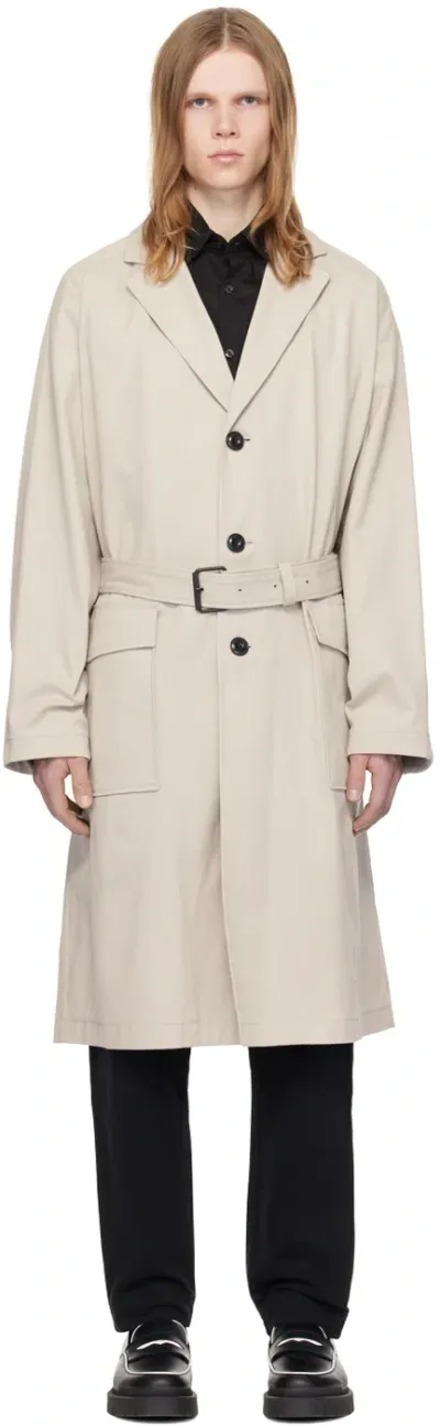 Hugo Beige Notched Lapel Trench Coat In 055-light/pastelgrey